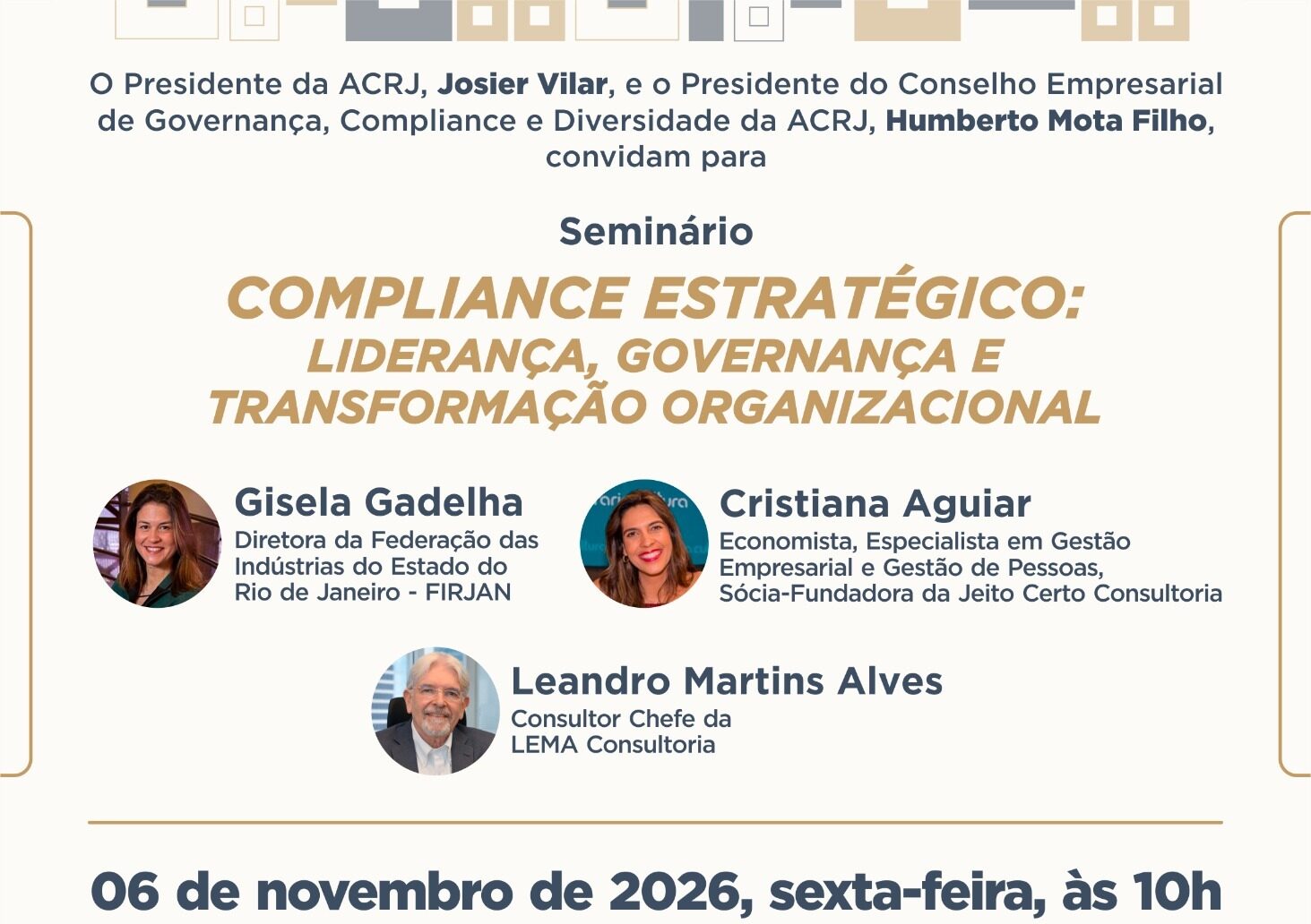 Imagem oficial do evento Seminário Compliance Estratégico: Liderança, Governança e Transformação Organizacional